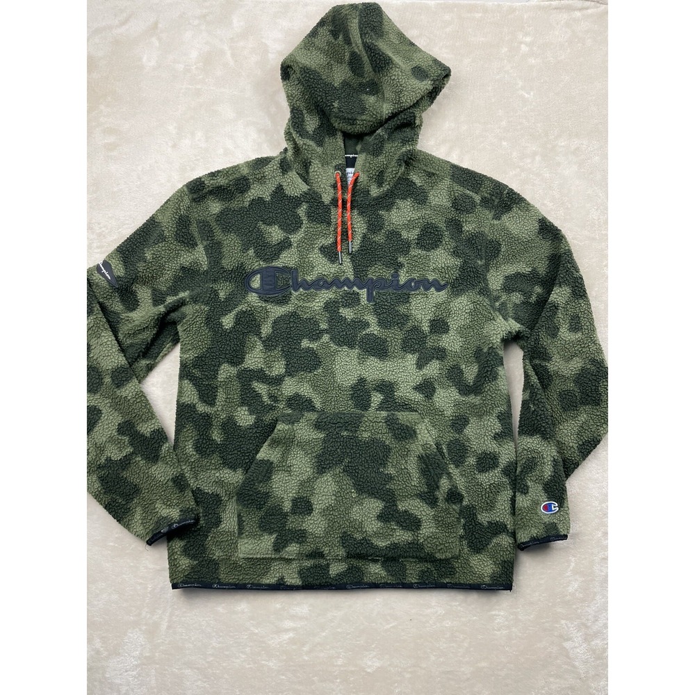 Champion Hoodie Mens M Pullover Sweatshirt Camo Fleece Logo Streetwear